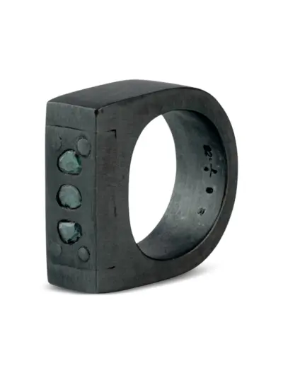 Parts of Four sterling silver diamond ring - Black