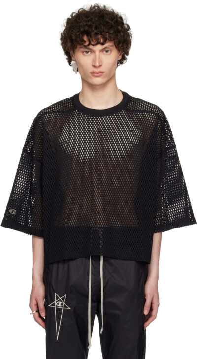 Rick Owens Black Champion Edition Tommy Cropped T-shirt