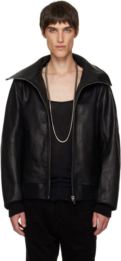 Rick Owens Black Concordians Blixa Dracucollar Leather Jacket