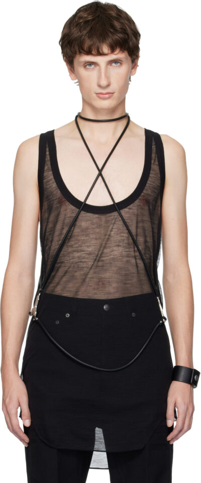 Rick Owens Black Concordians Cord Tank Top