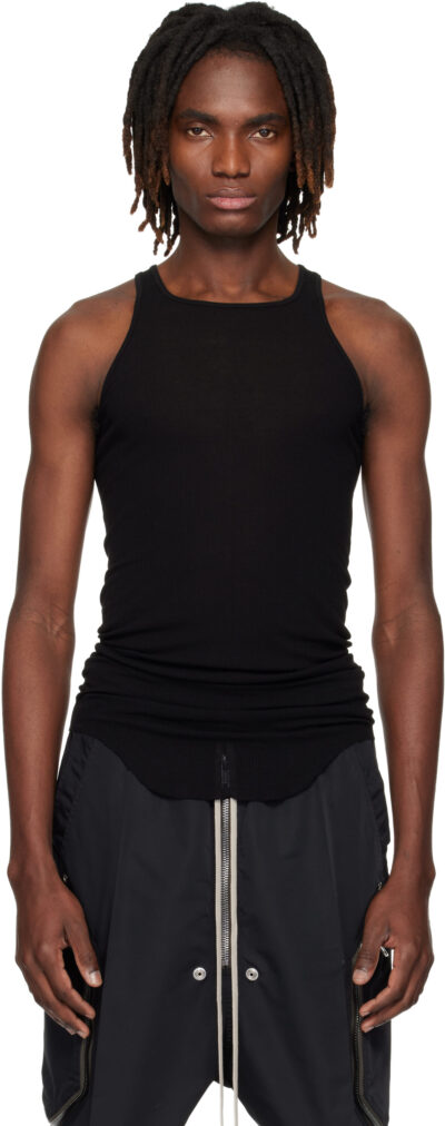 Rick Owens Black Temple Basic Rib Tank Top
