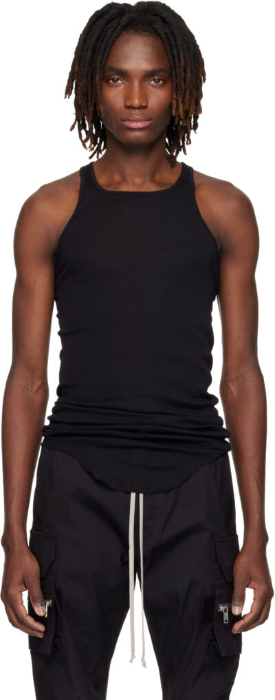 Rick Owens Black Temple Basic Rib Tank Top