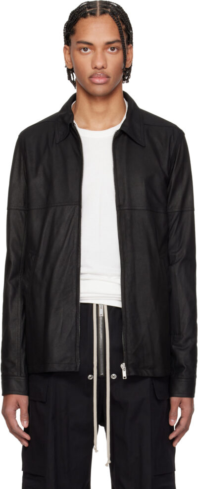 Rick Owens Black Temple Brad Leather Jacket