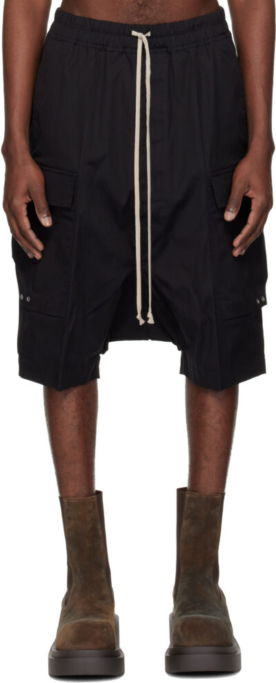Rick Owens Black Temple Cargo Pod Shorts