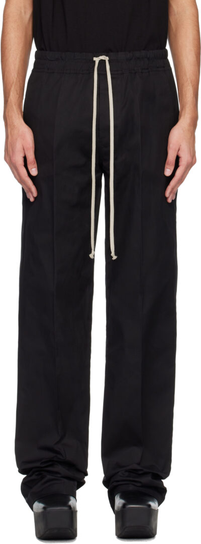 Rick Owens Black Temple Dietrich Drawstring Trousers