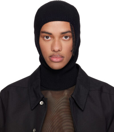 Rick Owens Black Temple Heavy Wool Sphinx Skull Balaclava