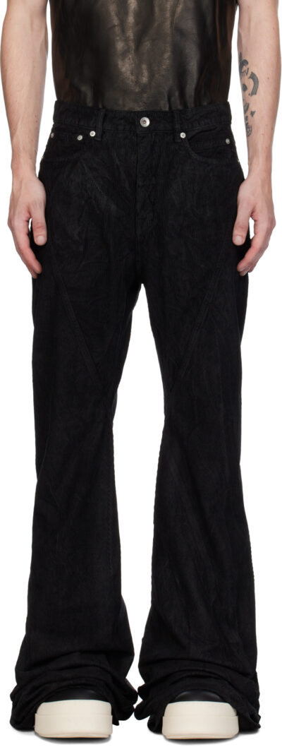 Rick Owens DRKSHDW Black Porterville Bias Bootcut Trousers