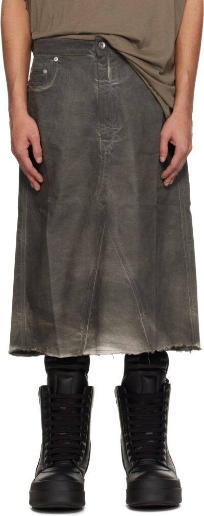 Rick Owens DRKSHDW Gray Hollywood Godet Denim Midi Skirt
