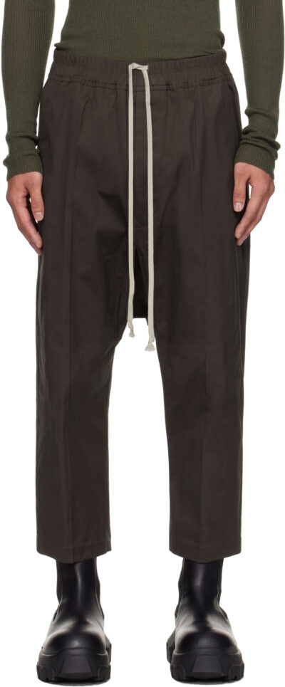 Rick Owens Gray Concordians Drawstring Cropped Trousers