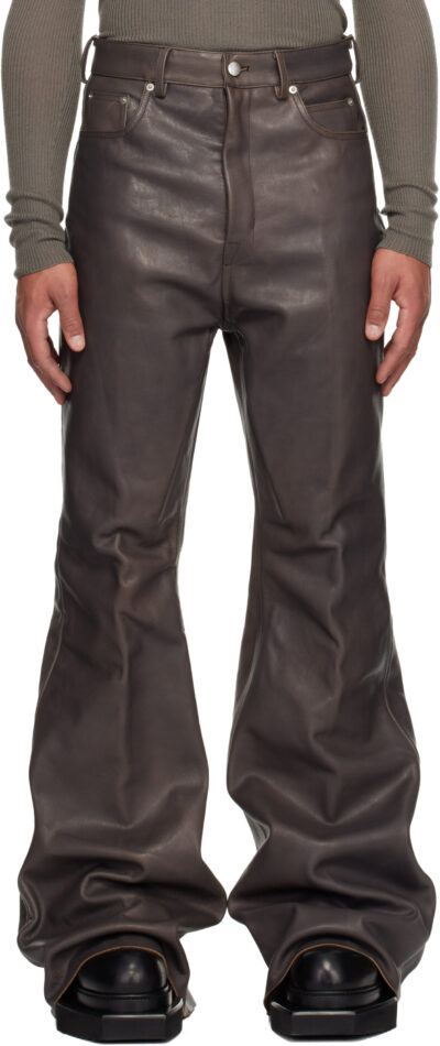 Rick Owens Gray Concordians Runway Bolans Leather Pants