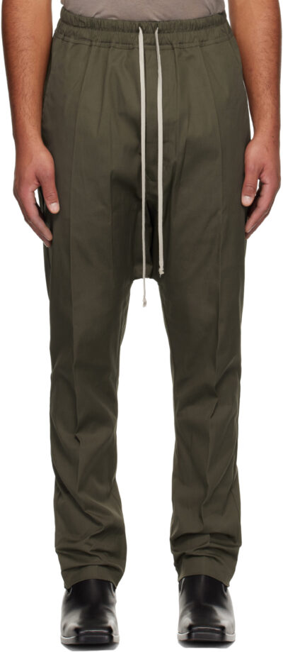 Rick Owens Khaki Concordians Drawstring Long Trousers