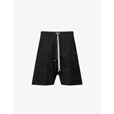 Rick Owens Mens Rick Owens Cargobela Zip-Front Cotton-Poplin Shorts