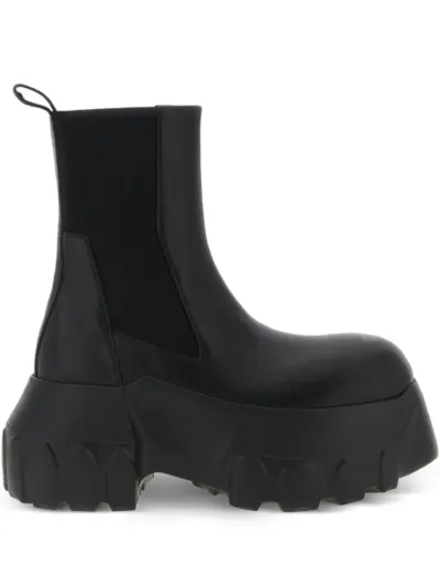 Rick Owens elastic-detail leather ankle boots - Black
