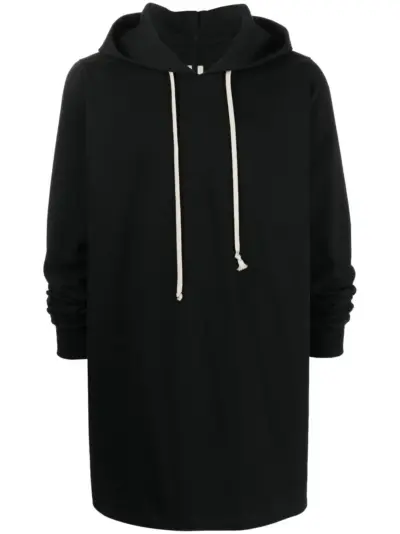 Rick Owens longline cotton hoodie - Black