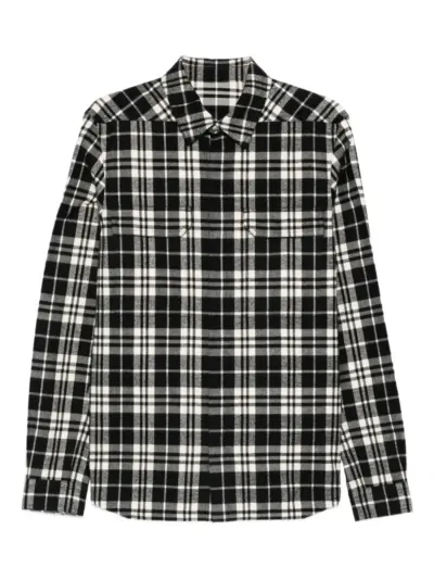 Rick Owens plaid flannel shirt - Black