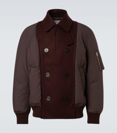 Sacai Double-breasted wool puffer jacket