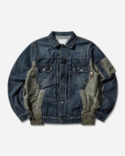 Sacai Men s Denim x Nylon Twill Jacket Blue