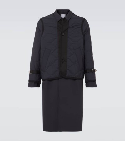 Sacai Quilted layered ripstop coat