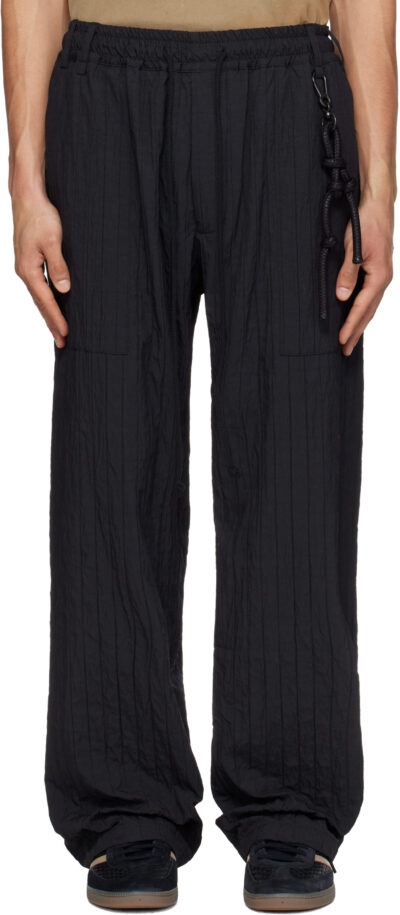 Song for the Mute Black Wide Weave Stripe Gym Track Pants