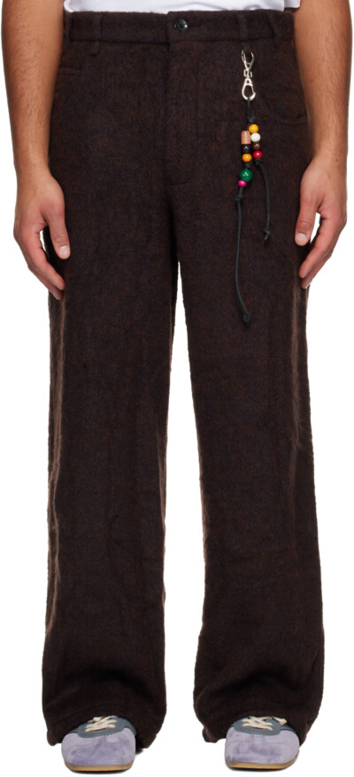 Song for the Mute Burgundy Comfy Wool Wide Leg Trousers