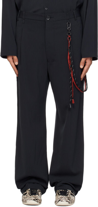 Song for the Mute Navy Loose Pleated Trousers