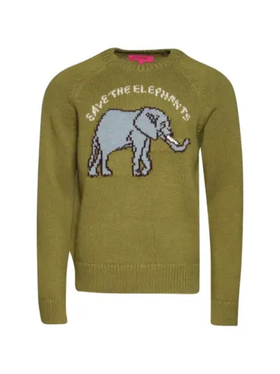 The Elder Statesman elephant crew sweater - Green