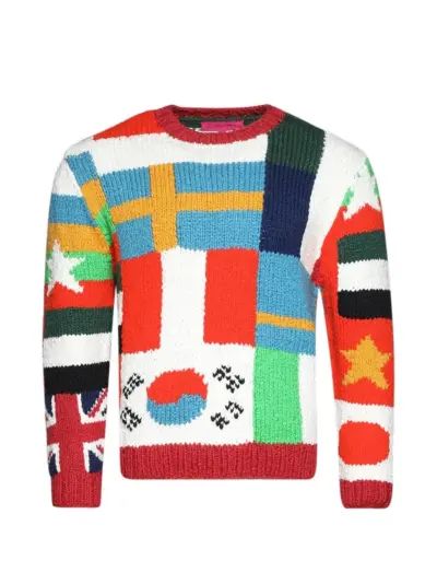The Elder Statesman flag crew-neck sweater - White
