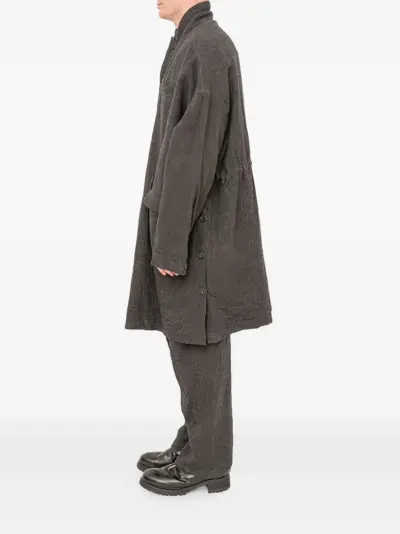 The Viridi-Anne button linen wool coat - Grey