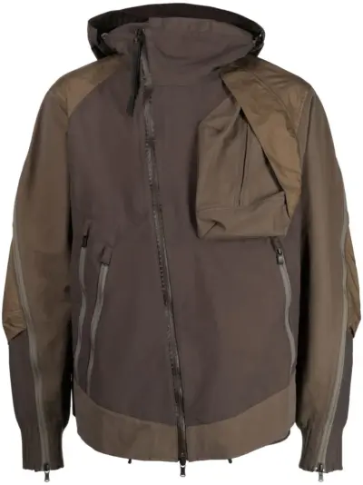 The Viridi-Anne panelled hooded jacket - Brown