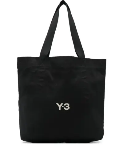 Y-3 logo canvas tote bag - Black