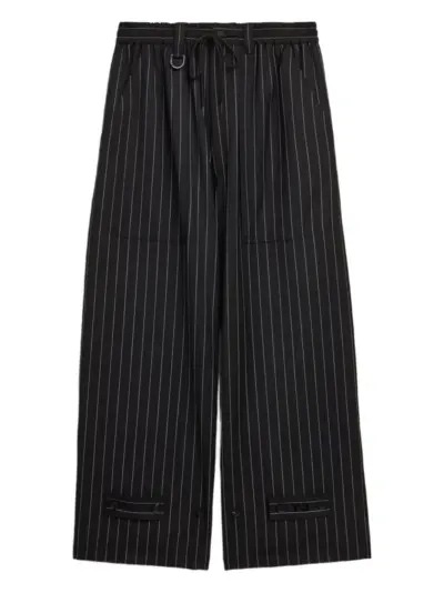 Y-3 pinstripe drawstring trousers - Black