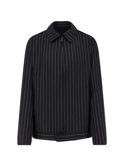 Y-3 pinstripe zip-up overshirt - Black