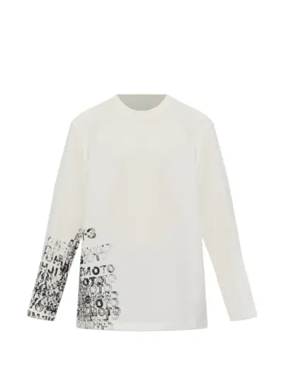 Y-3 print long-sleeve T-shirt - Neutrals