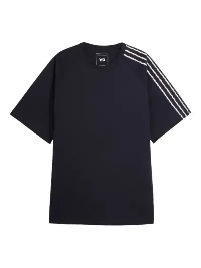 Y-3 raw-edge 3-stripes T-shirt - Black