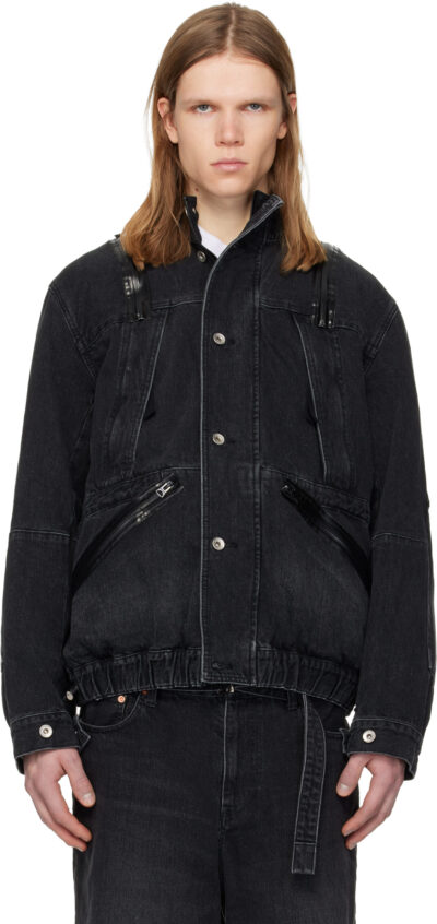sacai Black Blouson Denim Jacket