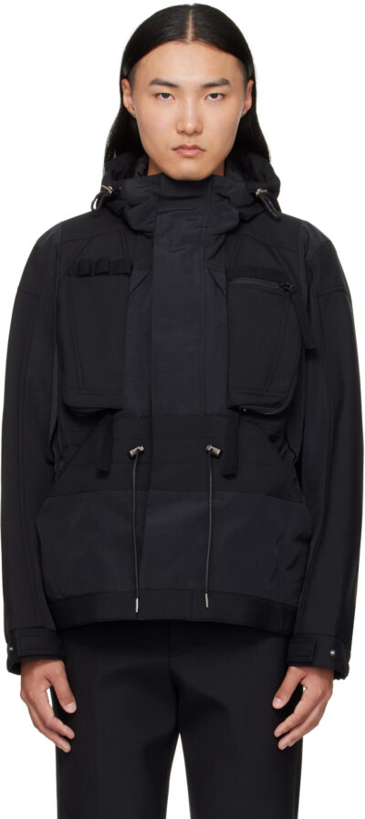 sacai Black Suiting Bonding & Grosgrain Jacket