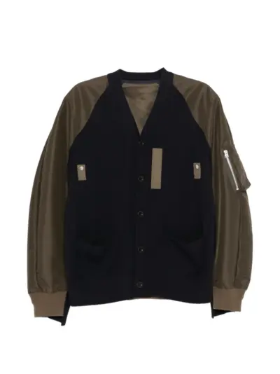 sacai buttoned panelled jacket - Blue