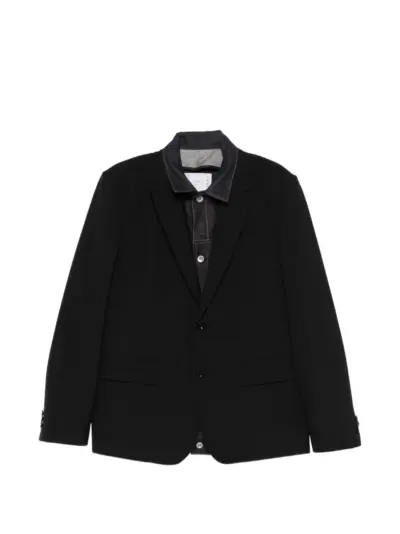 sacai collared jacket - Black