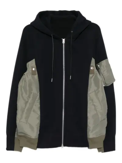 sacai drawstring hood bomber jacket - Blue