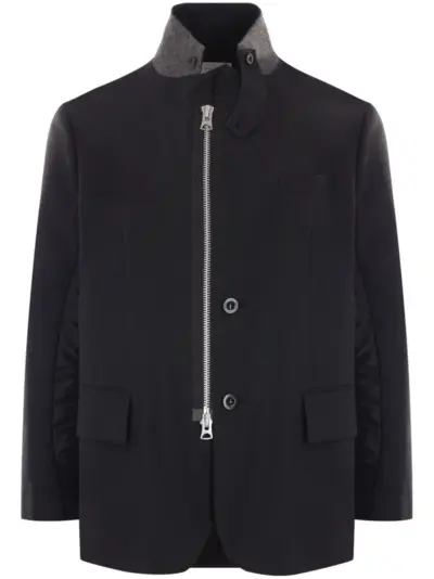 sacai high-neck zip-up blazer - Black