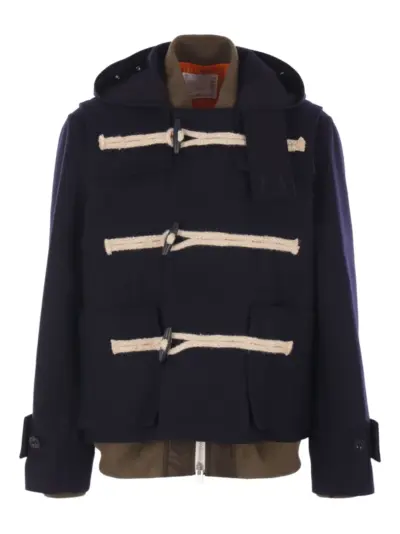 sacai hooded toggle-fastening coat - Blue