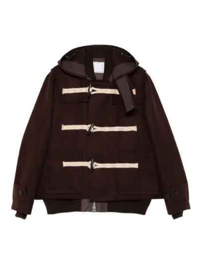 sacai hooded toggle jacket - Brown