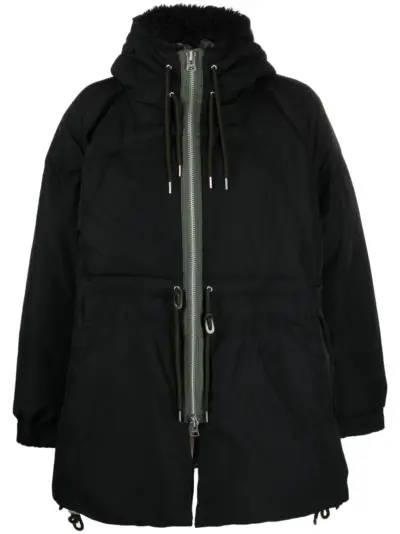 sacai padded zip-up parka - Black