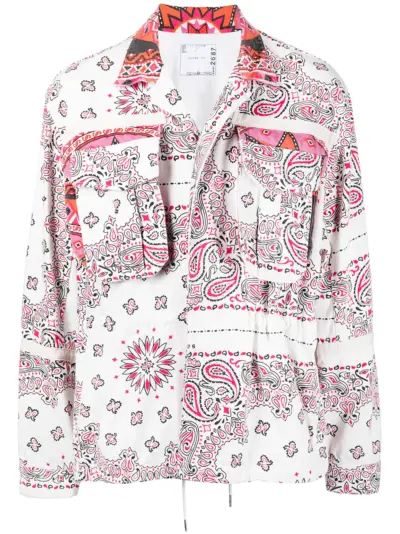 sacai paisley-print shirt jacket - White