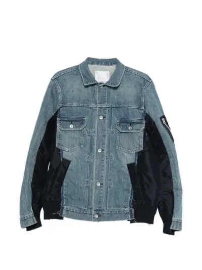 sacai panelled pocket jacket - Blue