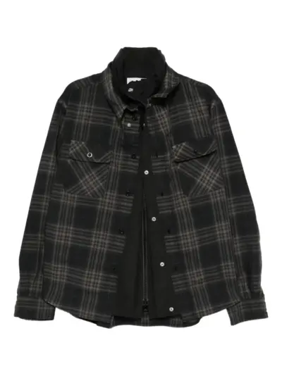 sacai plaided jacket - Black