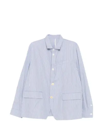 sacai striped poplin shirt jacket - Blue