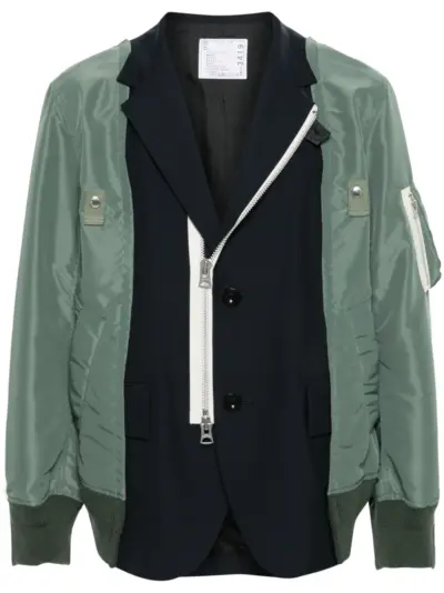sacai suiting-style panelled jacket - Blue