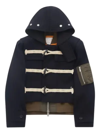 sacai toggle-fastening hooded jacket - Blue