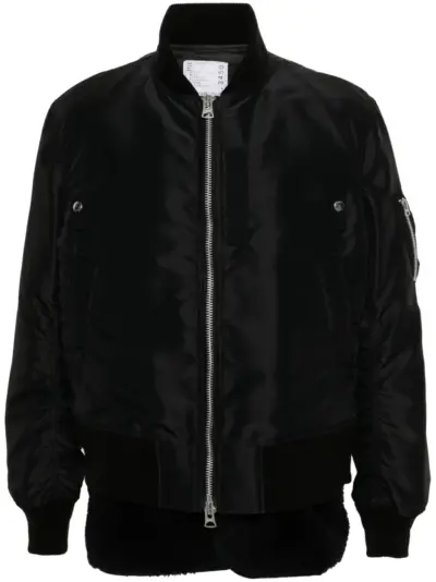 sacai twill bomber jacket - Black